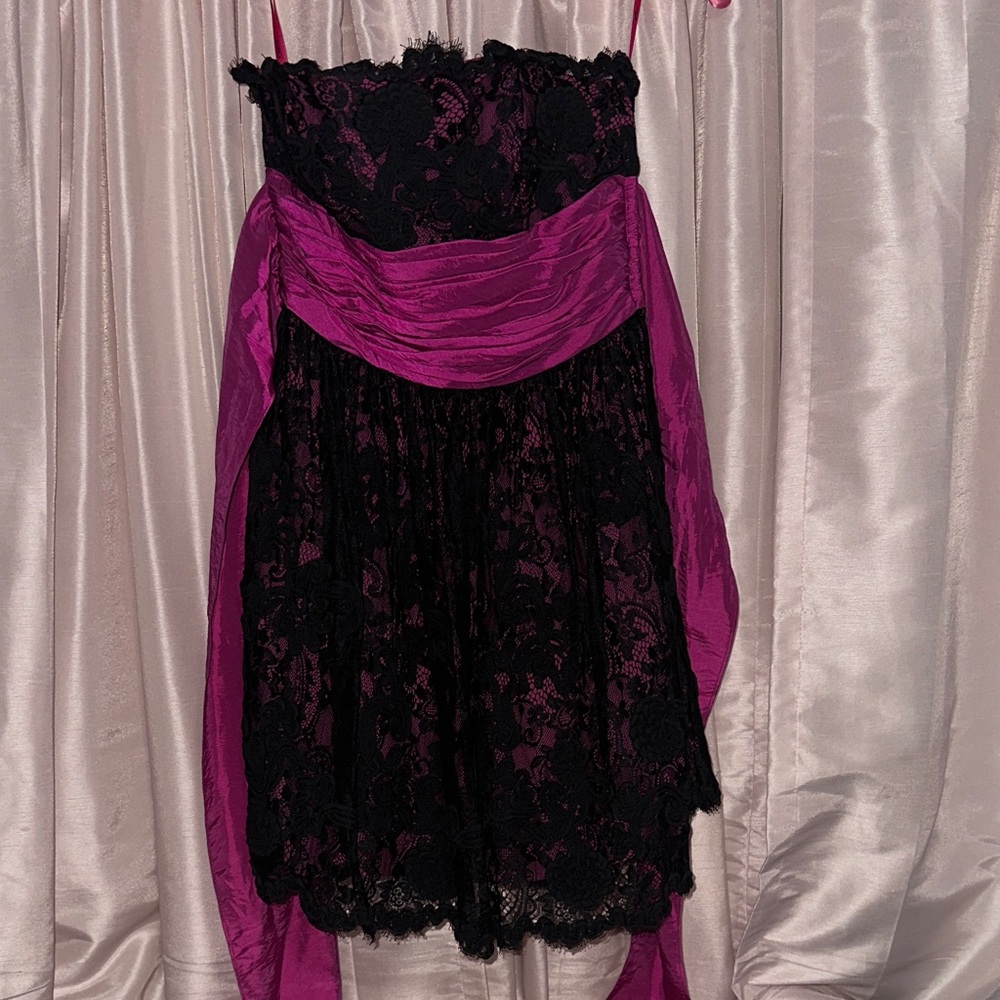 Betsey Johnson black lace and hot pink dress